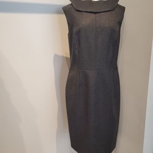 YVES SAINT LAURENT GRAY WOOL METALLIC DRESS